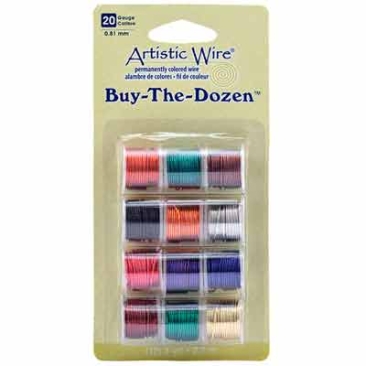 Beadalon Artistic Wire, 20 Gauge (0.81 mm), Buy-The-Dozen, Mixed Colours, 12 spools of 3 yd (2.7 m) each.