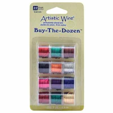 Beadalon Artistic Wire, 22 Gauge (0.64 mm), Buy-The-Dozen, Mixed Colours, 12 spools of 5 yd (4.5 m) each.