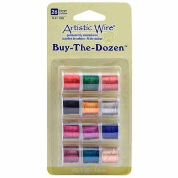 Beadalon Artistic Wire, 26 Gauge (0.41 mm), Buy-The-Dozen, Mixed Colours, 12 spools of 5 yd (4.5 m) each.