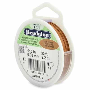 Beadalon 7 Strand Stainless Steel Bead Stringing Wire, 0.015 in (0.38 mm), colour: copper (Satin Copper), 30 ft (9.2 m)