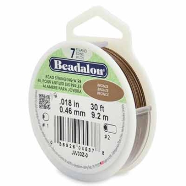 Beadalon 7 Strand Stainless Steel Bead Stringing Wire, 0.018 in (0.46 mm), Colour: Bronze, 30 ft (9.2 m)