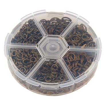 Boîte d'anneaux à fendre en fer, tailles : 4,5,6,7,8 et 10 mm, doublement pliés, couleur bronze