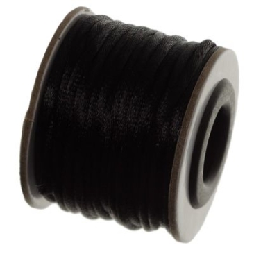Macramé ribbon, diameter 2 mm, 10 metre roll, black