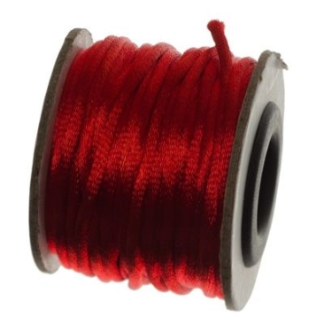 Macramé ribbon, diameter 2 mm, 10 metre roll, red