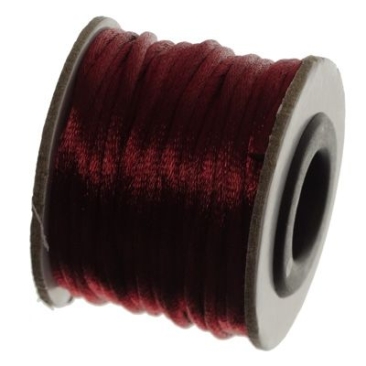 Macramé ribbon, diameter 2 mm, 10 metre roll, dark red