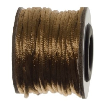 Macramé ribbon, diameter 2 mm, 10 metre roll, light brown
