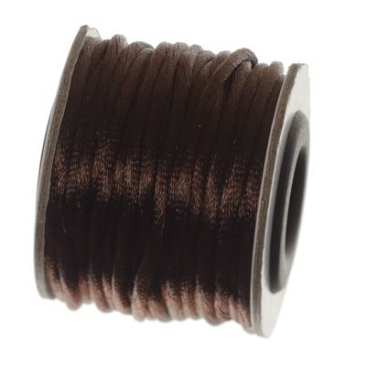 Macramé ribbon, diameter 2 mm, 10 metre roll, dark brown
