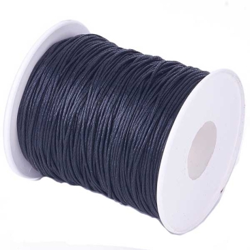 Gewaxte katoenen band, zwart, diameter 1 mm, lengte 74 m