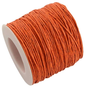 Waxed cotton ribbon, orange, diameter 1 mm, length 74 m