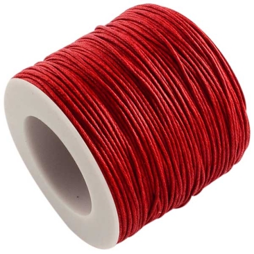 Waxed cotton ribbon, red, diameter 1 mm, length 74 m