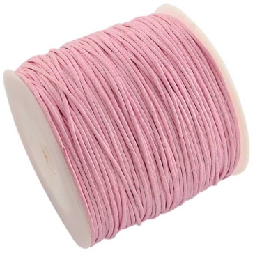 Waxed cotton ribbon, pink, diameter 1 mm, length 74 m