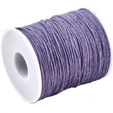 Ruban de coton ciré, violet clair, diamètre 1 mm, longueur 74 m