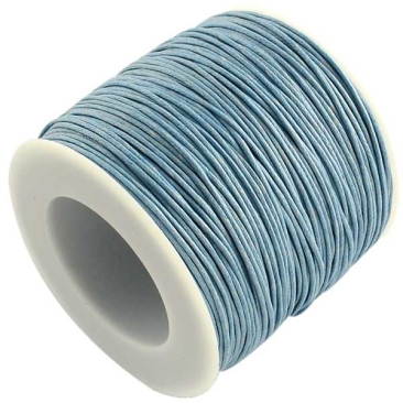Waxed cotton ribbon, steel blue, diameter 1 mm, length 74 m