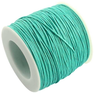 Waxed cotton ribbon, aquamarine, diameter 1 mm, length 74 m