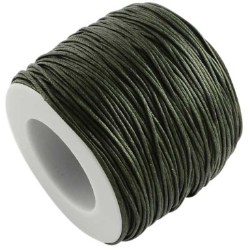 Waxed cotton ribbon, dark olive green, diameter 1 mm, length 74 m
