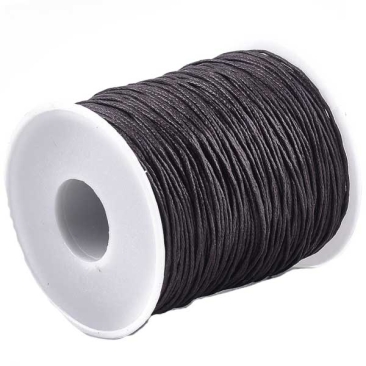 Waxed cotton ribbon, dark brown, diameter 1 mm, length 74 m