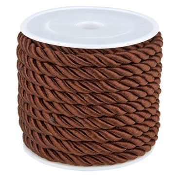 Polyester strap, twisted, dark brown, diameter 5 mm, roll with approx. 4 m