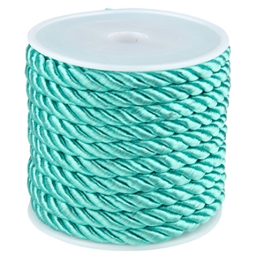 Polyester strap, twisted, aquamarine, diameter 5 mm, roll with approx. 4 m