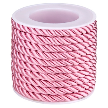 Polyester strap, twisted, pink, diameter 5 mm, roll with approx. 4 m