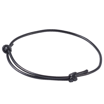 Armband mit Schiebeknoten aus Schnur, Farbe: Schwarz, einstellbare Größe: 50 bis 90 mm