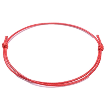 Armband mit Schiebeknoten aus Schnur, Farbe: Rot, einstellbare Größe: 50 bis 90 mm