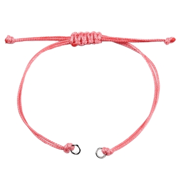 Armband aus gewachstem Polyesterband, mit Binderingen mit Makarmee-Schiebeverschluss, Farbe: Pink, Länge: 24 cm, verstellbar