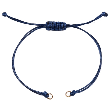 Armband aus gewachstem Polyesterband, mit Binderingen mit Makarmee-Schiebeverschluss, Farbe: Dunkelblau, Länge: 24 cm, verstellbar