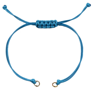 Armband aus gewachstem Polyesterband, mit Binderingen mit Makarmee-Schiebeverschluss, Farbe: Blau, Länge: 24 cm, verstellbar