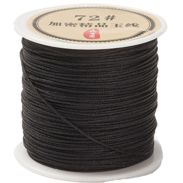 Nylonband für Makramee, Durchmesser 0,8 mm, Rolle mit 45 m, Farbe: Schwarz