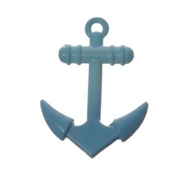 CM metal pendant anchor, 26 x 19 mm, blue, lacquered