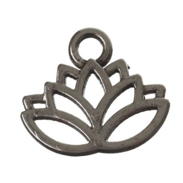 CM metal pendant lotus, 15 x 17 mm, silver-coloured