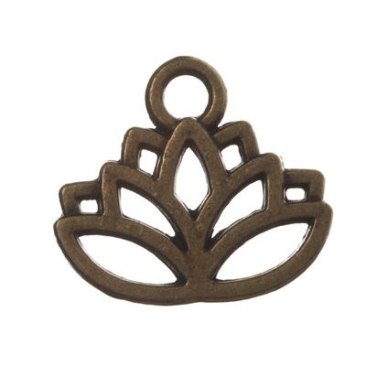 CM metal pendant lotus, 15 x 17 mm, bronze-coloured