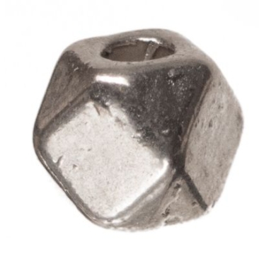 CM perle métallique polygonale, 4x 4 mm, argentée