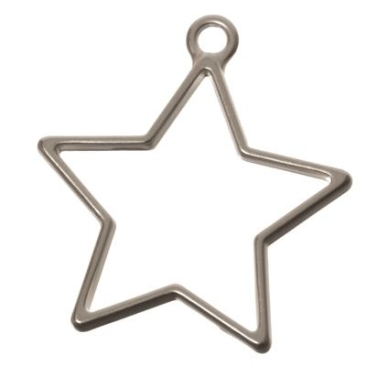 CM metal pendant star, 35 x 32 mm, silver matt