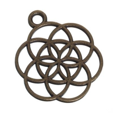 CM metal pendant Flower of Life, 25 x 20 mm, bronze-coloured