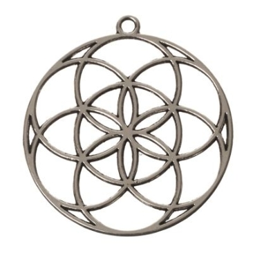 CM metal pendant Flower of Life, 48 x 44 mm, silver-coloured