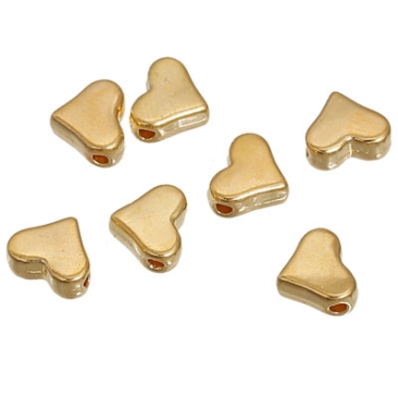 Metal bead heart, 6.0 x 7.0 mm, gold-coloured, bag with approx. 200 beads
