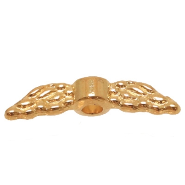 Metal bead angel wings, 12 x 3 mm, gold-coloured