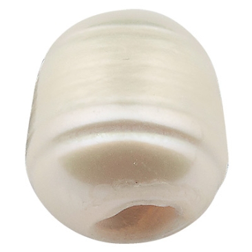 Gekweekte parels met groot gat, wit, ca. 7-10 x 7,5 mm, gat 2,5mm