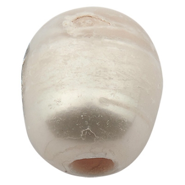Perles de culture avec grand trou, blanches, env. 11,5x 9,5 mm, trou 2,5mm