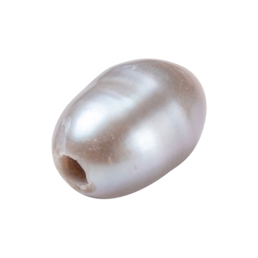 Zuchtperlen mit großer Bohrung, oval, grau 7-8  mm