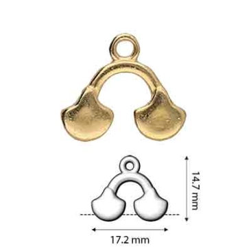 Cymbal Karavos Doppelendstück für Ginko Beads, ca. 17,2 x 14,7 mm, 24 Karat vergoldet