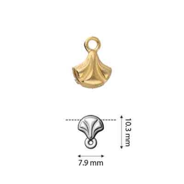 Cymbal Padanassa Einfachendstück für Ginko Beads, ca. 7,9 x 10,3 mm, 24 Karat vergoldet
