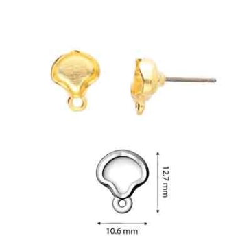Cymbal Kamares Ohrring mit Fassung für 1 Ginko Beads, ca. 12,7 x 10,6 mm, 24 Karat vergoldet