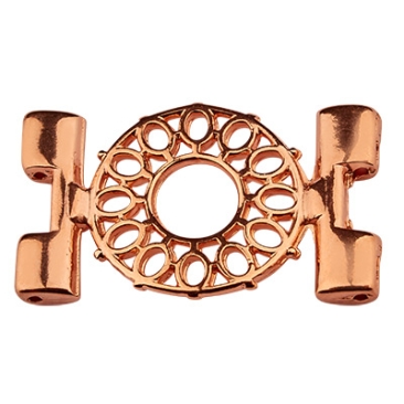 Cymbal Detis connector for Tila Beads, with round ornament,rose gold plated