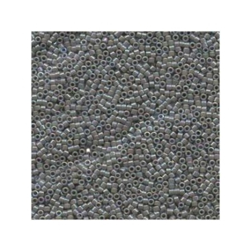 11/0 Miyuki Delica kralen, cilinder (1,8 x 1,3 mm), kleur: ondoorzichtig grijs AB, ca. 7,2 gr