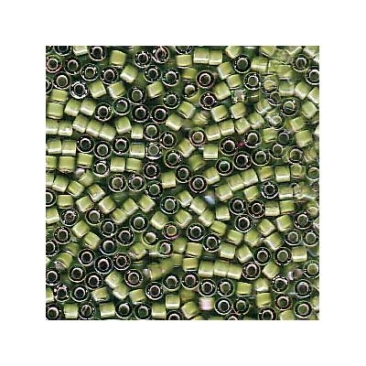 11/0 Miyuki Delica beads, cylinder (1,8 x 1,3 mm), colour: white lined light geen AB, ca. 7,2 gr