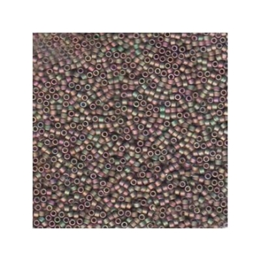 11/0 perles Miyuki Delica, cylindre (1,8 x 1,3 mm), couleur : mat mtlc gr / rose, environ 7,2 gr