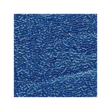 11/0 Miyuki Delica kralen, cilinder (1,8 x 1,3 mm), kleur: kristal, kleur inleg: fonkelend cerulean blauw, ca. 7,2 gr