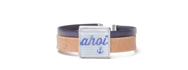 Bracelet avec cabochon de verre carré Ahoi